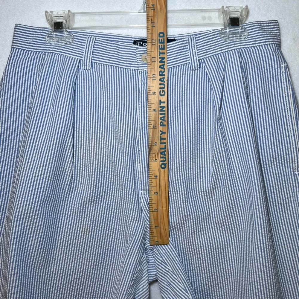 Polo Ralph Lauren Tyler Shorts Men's Blue White Seersucker Striped Coastal 33